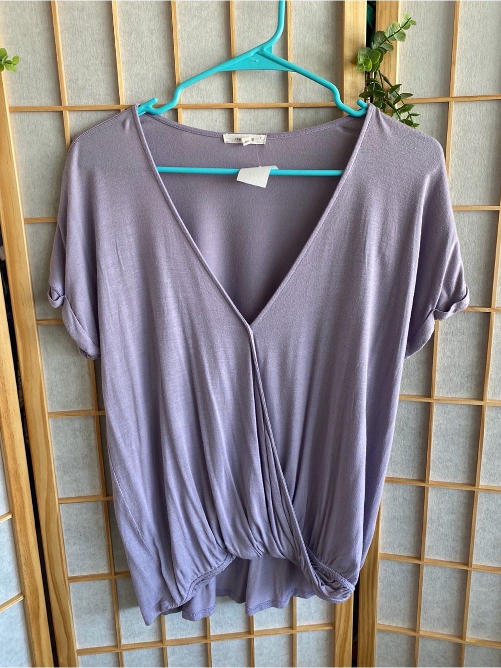 Lavender V-Neck Twist Front Women's Top